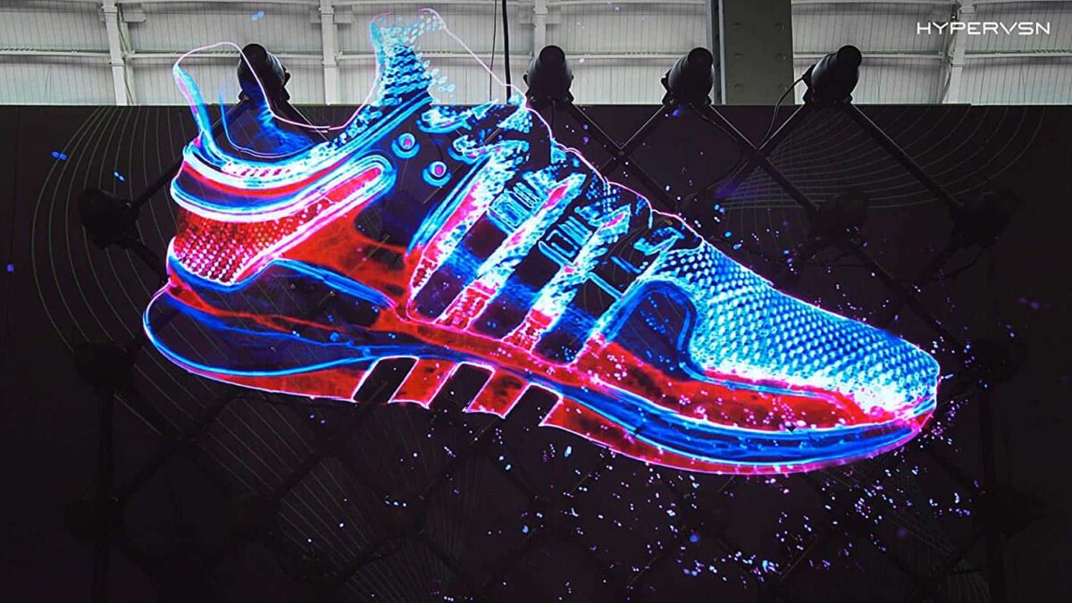 schoen Adidas HYPERVSN - projectie - eventcommunicatie - innovatie