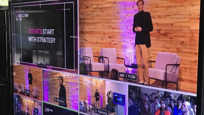 Connecting the dots event We Are Live scherm met meerdere weergaven