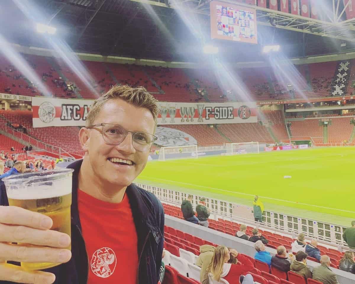 Daan Riemeijer Performance Travel in de Amsterdam Arena tijdens wedstrijd Ajax