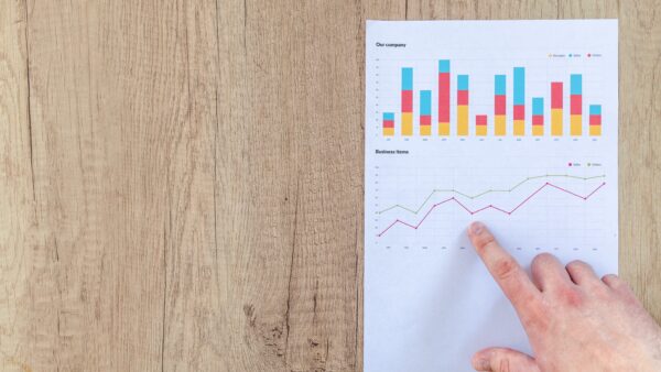 Hand bij papier met grafieken - ROI meten