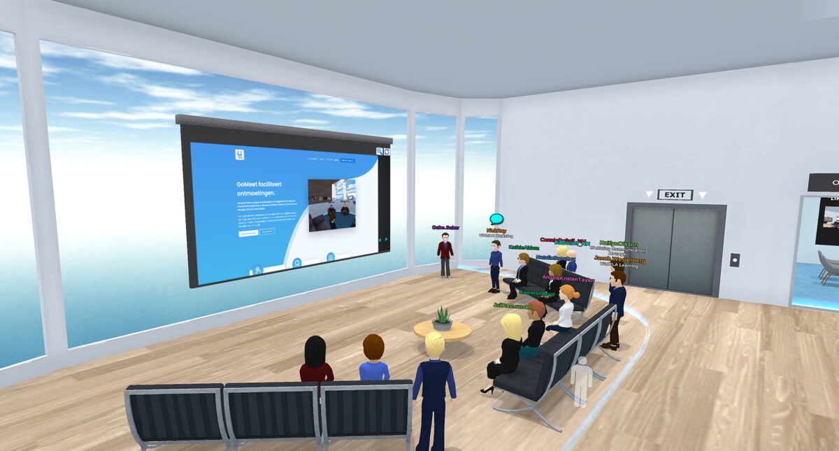 GoMeet-meetingroom met scherm en banken