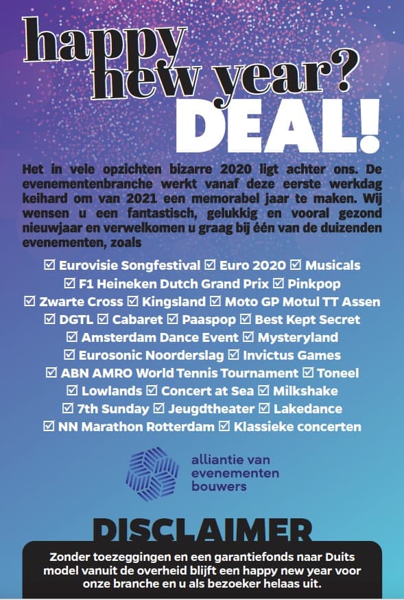 Happy New Year advertentie - Alliantie van Evenementenbrouwers