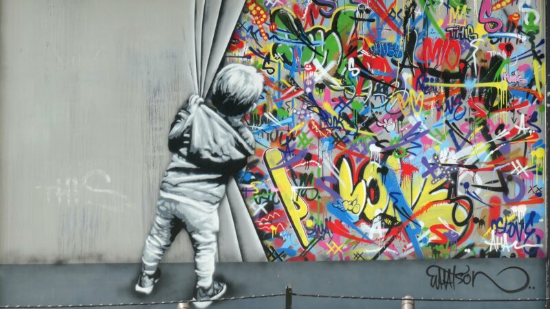 Kunstwerk op straat van Graffiti van Watson