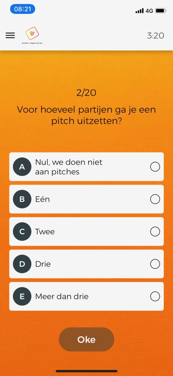 Vraag fit4live app onderzoek Event Inspiration
