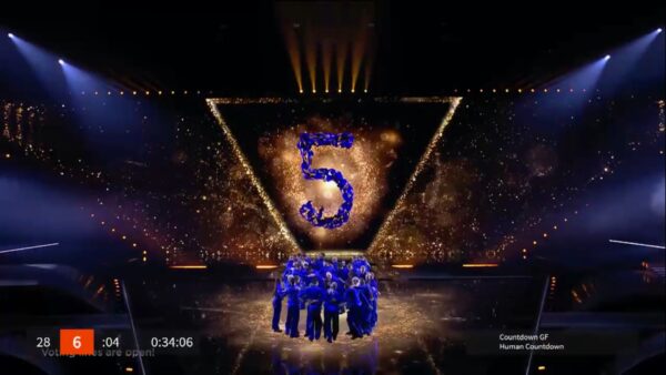 Mark Pos human countdown tijdens Eurovision Songcontest