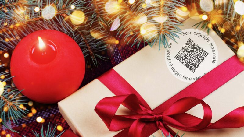 Eventz - Kerst Carrousel QR code op een kado