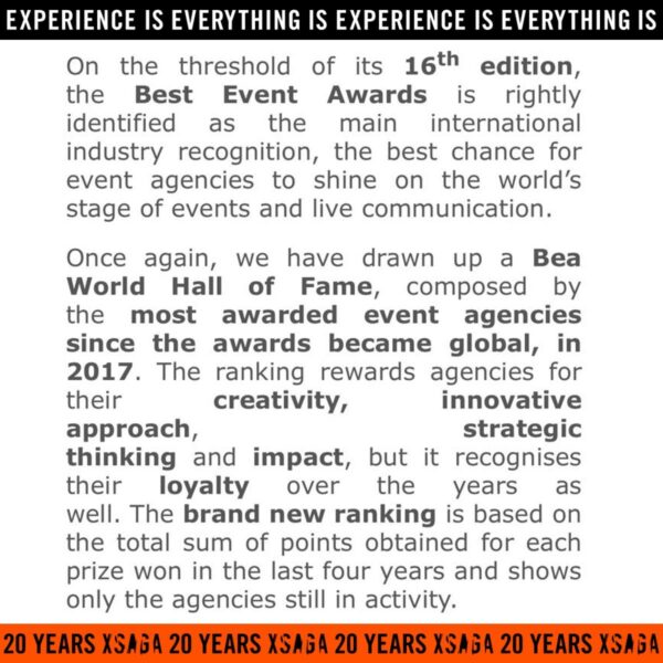 Xsaga voert voor derde keer ranking Bea World Experience aan