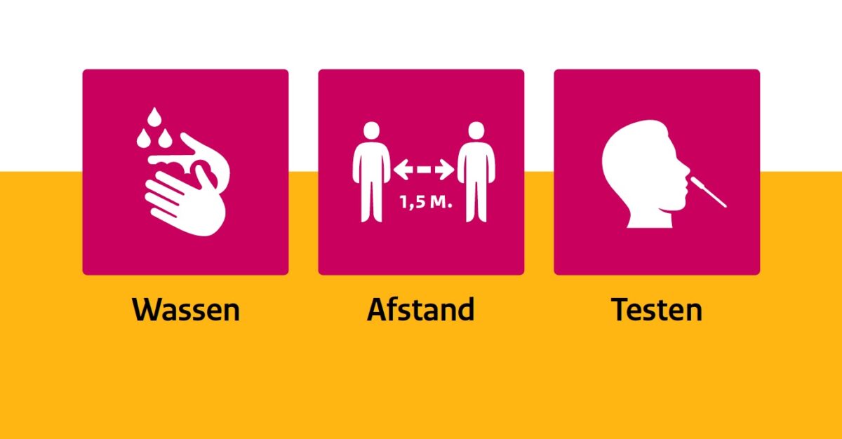 Infobord-corona-met-wassen-afstand-en-testen